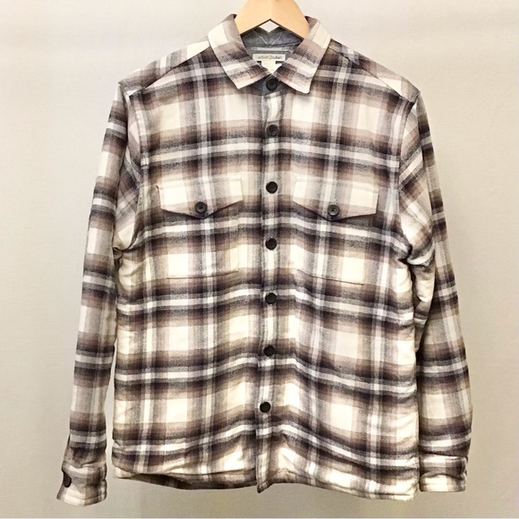 Carbon 2 Cobalt Sherpa Lined Shacket Flannel Men’s Size Small Cream Brown Black - Picture 3 of 10